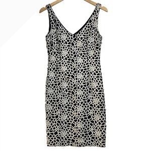 Lauren Ralph Lauren Womens Petite 6P Lace Sheath Dress Sleeveless‎ Navy Cream